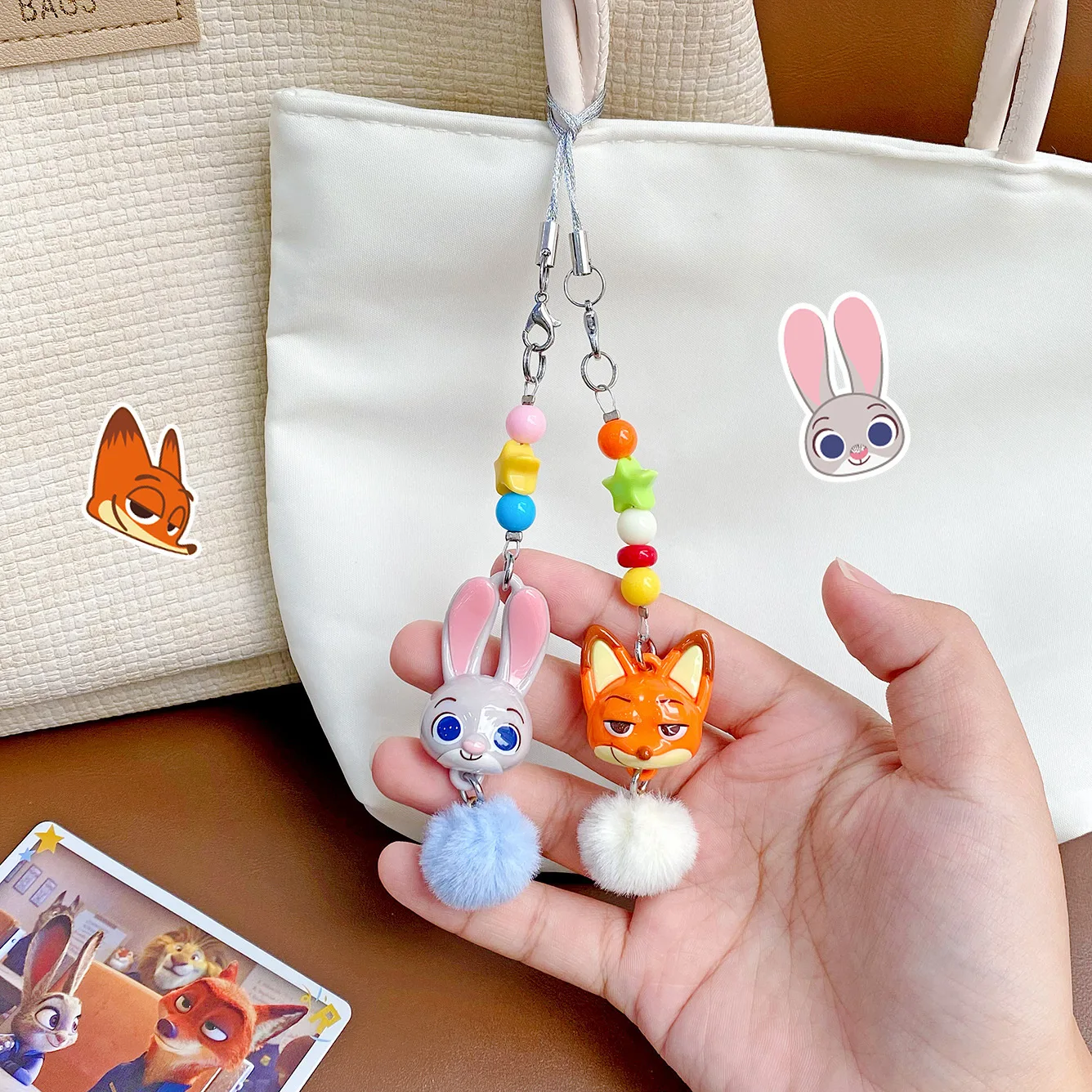 2pcs For Zootopia Keychain Nick Wilde Design Couple Keychain Backpack Charm, Birthday/Christmas Gift