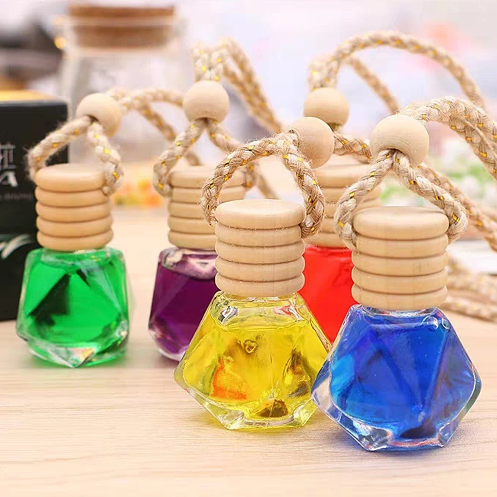 Car Rear Mirror Pendant Perfume Hanging Bottles Aromatherapy Refillable Air Freshener Diffuser Oil Fragrance Bottle 7/8ml