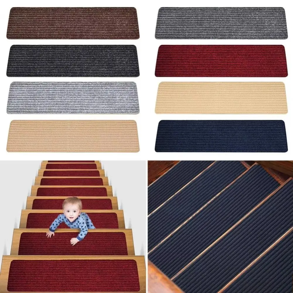 

Fashion 76X20cm Staircase Mat Self-adhesive Safety Stair Tread Carpet Mat Non-Slip Soft Stripe Protection Cover Pads Home Decor