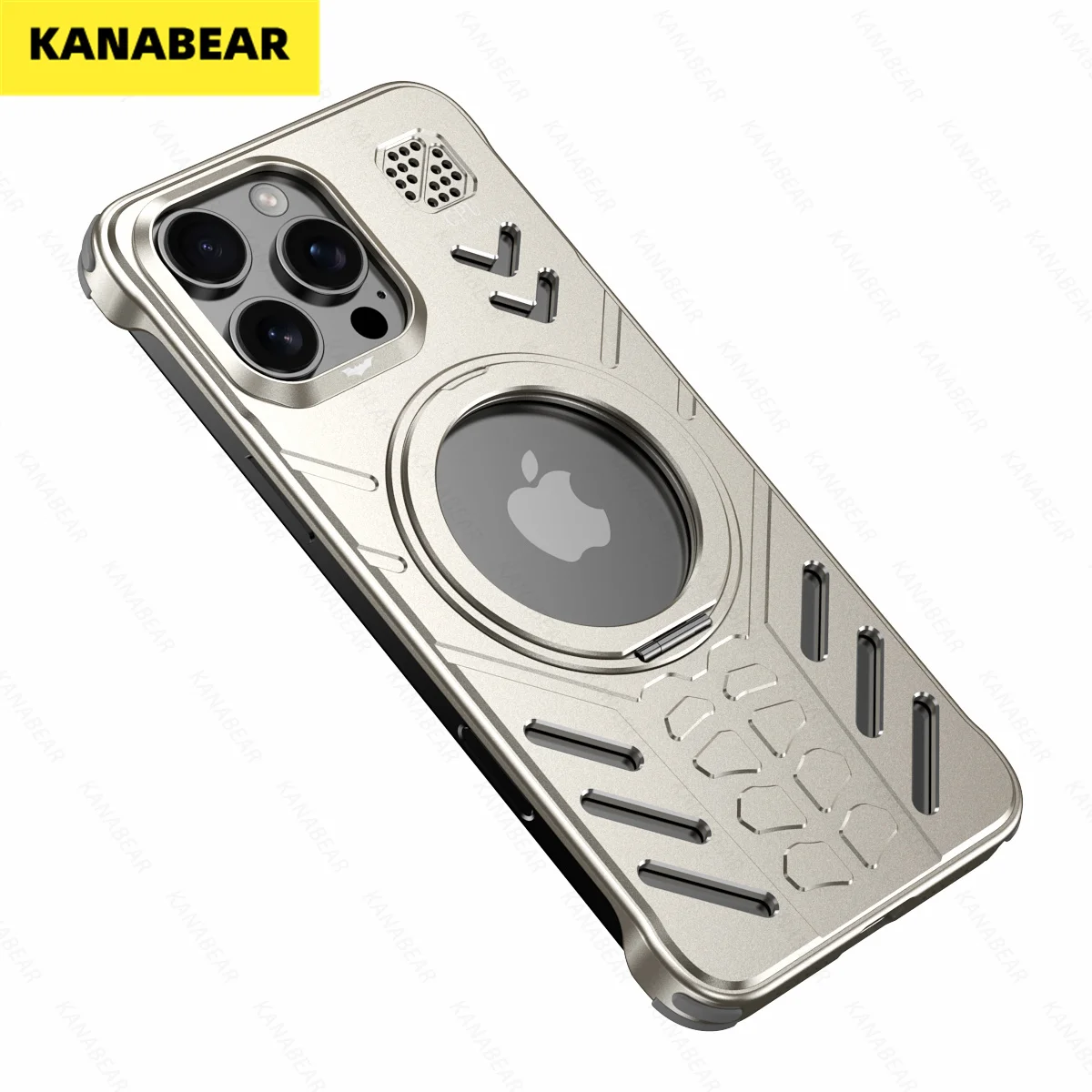 

For Apple iPhone16Promax personality mobile phone case magnetic stand Metal 15 bezel-free bare skeleton