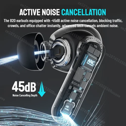 Imagen 2 del producto Zombies Cat B20 ANC auriculares Bluetooth 6,0 -45dB cancelación activa de ruido auriculares inmersivos graves profundos TWS auriculares inalámbricos