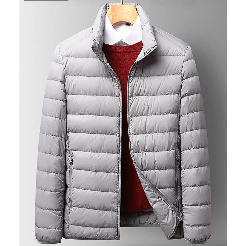 Jaqueta fina quente para baixo masculina, casaco puffer curto, alta qualidade, outono