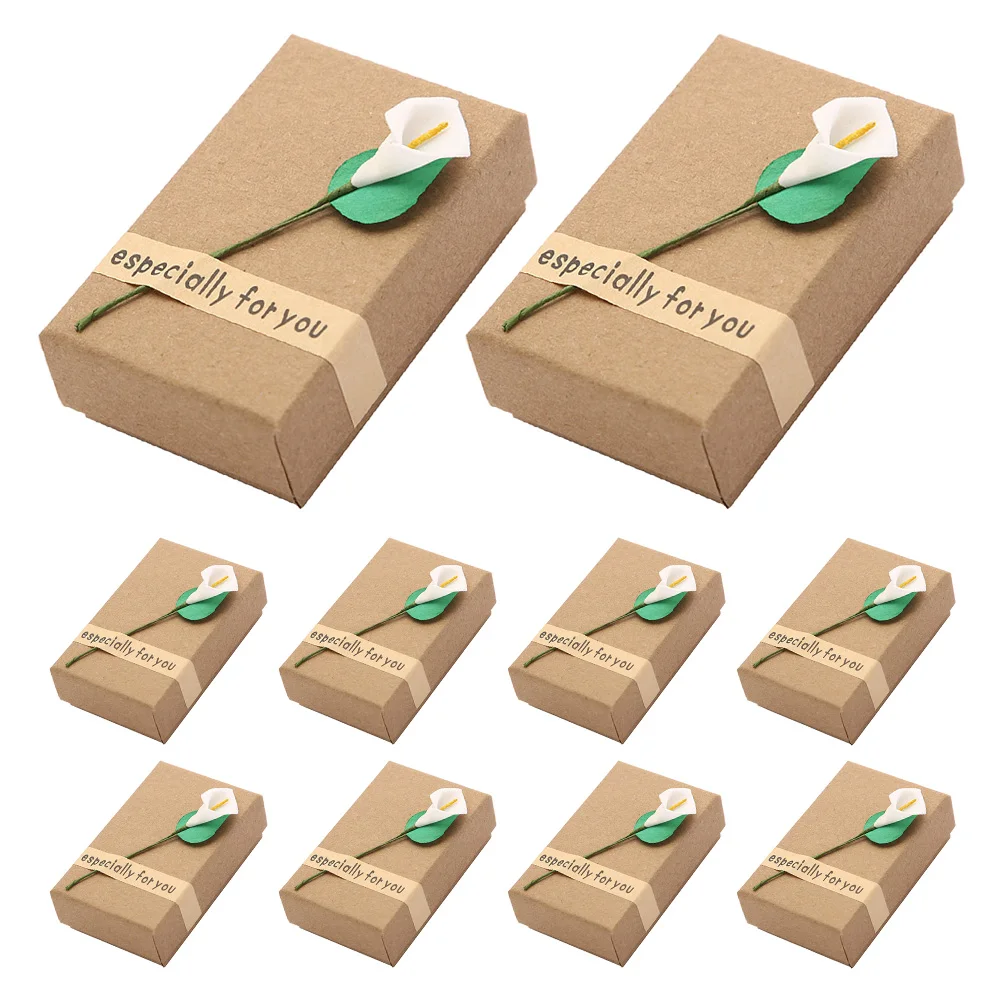 

10 Pcs Kraft Paper Jewelry Box Vintage Necklace Case Earring Holder Gift Storage Travel Home Use Protective Pendant for Her