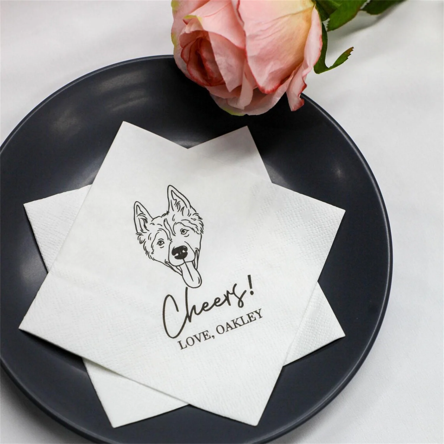 50 Uds. Servilletas de boda personalizadas para mascotas, servilletas de cóctel personalizadas para mascotas, servilletas de boda con retrato de mascota personalizadas, servilletas de boda para gatos, perro