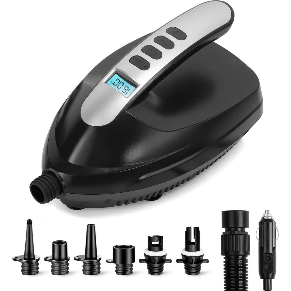 

Portable Dual-Stage Electric Air Pump for Rapid Inflatable Board Inflation with Auto-Off and LCD Display