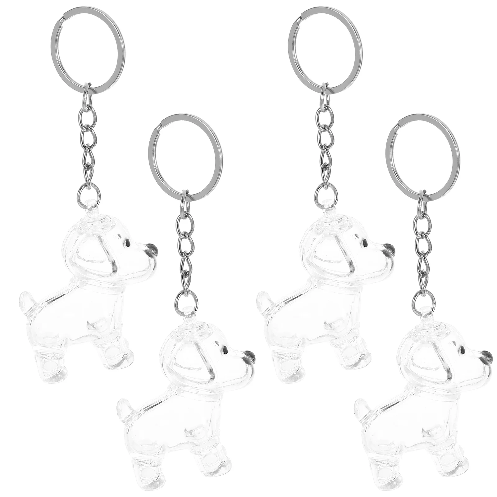 

4Pcs Dog Hair Keepsake Box Transparent Capsule Portable Keychain Dustproof Pet Memorial Storage Container Present