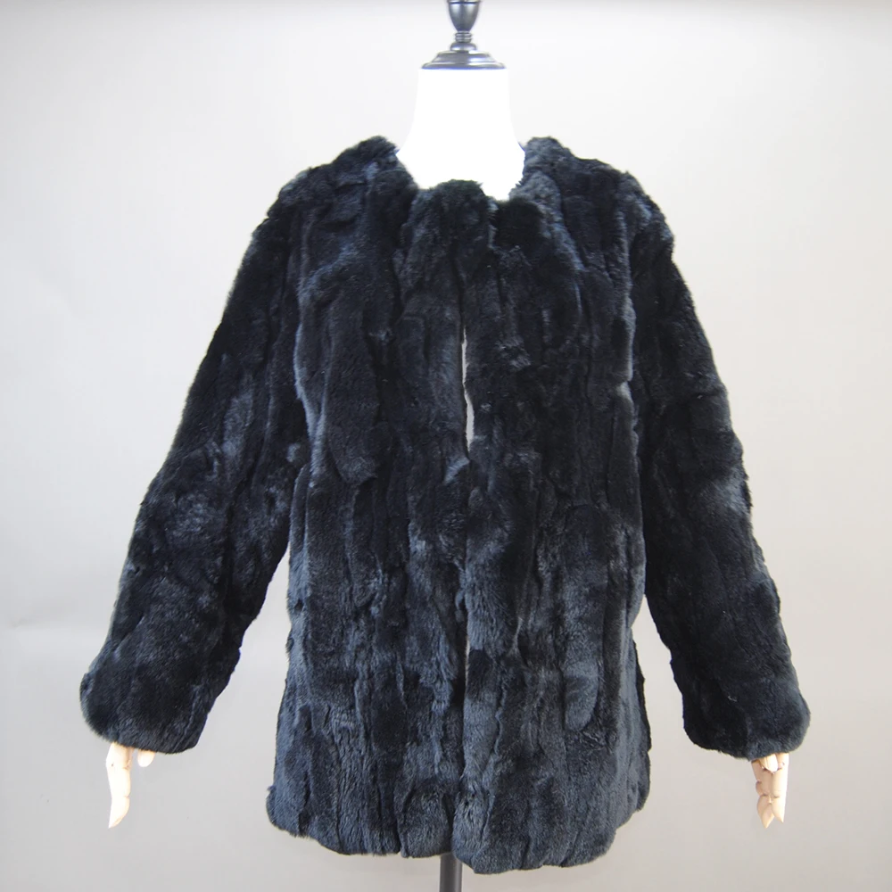 Hot Sale Brand Real Rex Rabbit Fur Coat Female Coat Genuine Rex Rabbit Fur Coat 2024 Winter New Fashion Overcoat Long