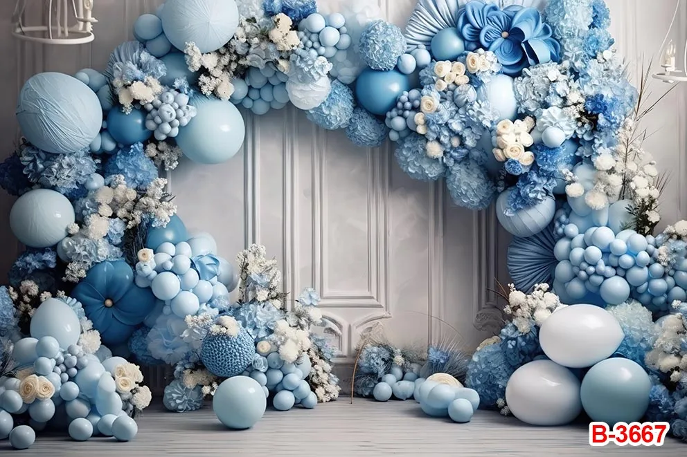 Синие детские фоны с воздушными шарами и футбольным мячом фотографический торт разбивать День Рождения Декор фотозон фоны Баннер Звезды реквизит для новорожденных