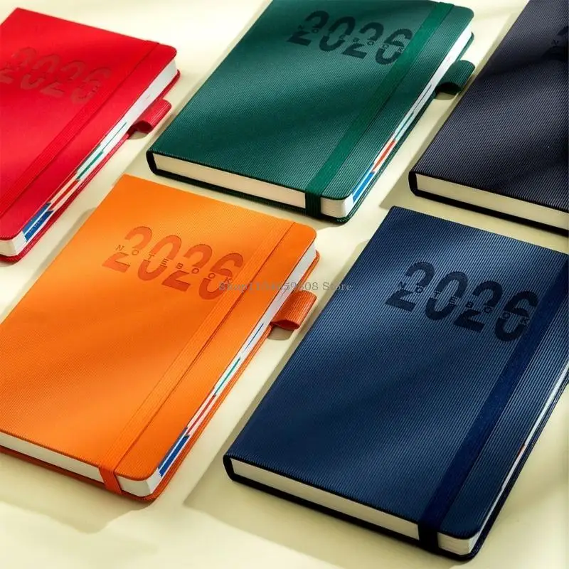 2026 Daily Planner 360 Pages Elastic Strap Closure Hardcover Academic Planner for Business Meeting Notes Daily Planning