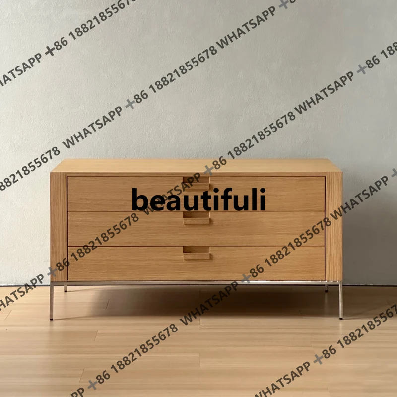 

Medieval log style household solid wood chest modern simple small apartment bedroom storage cabinet