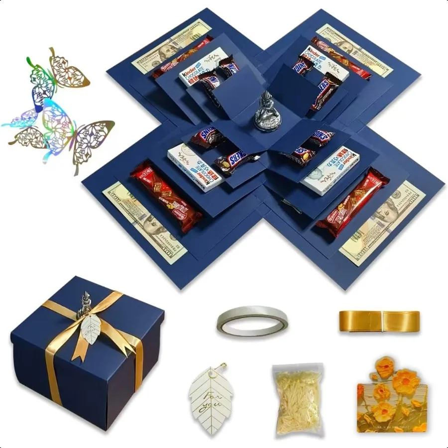 Explosion DIY Explosion Gift Box with FiveStory Main Part Assembled Surprise SnackFiveStory Box for Birthday Gift Anniversary V