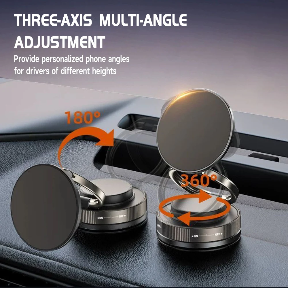 360 °   Rotierende Vakuummagnet-Telefonhalterung, verstellbar, starke Adsorption, magnetische Autohalterung, Saugnapf, faltbarer Telefonhalter