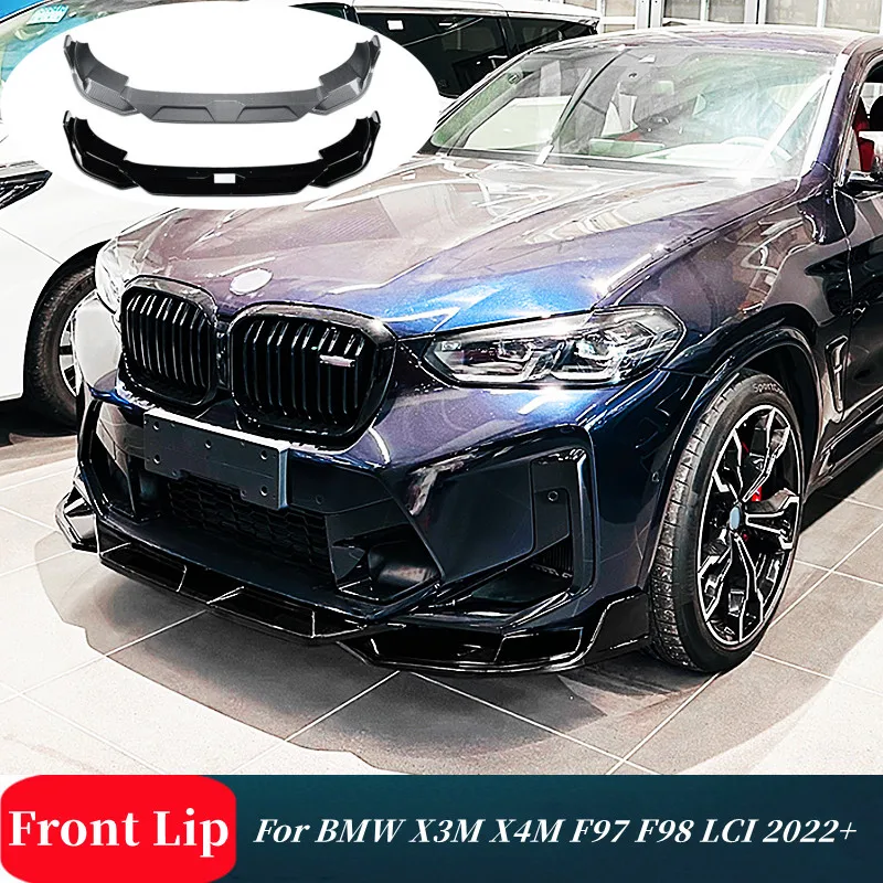 For BMW X3M X4M F97 F98 LCI 2022+ 3pcs/Set Car Front Bumper Lip Chin Spoiler Splitter Diffuser Tuning Accessories Part