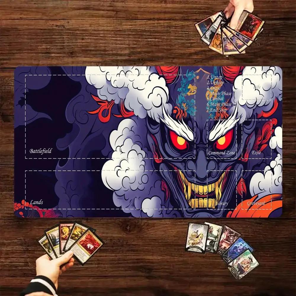 

Magic Card Playmat with zone Ukiyo-e style ghost samurai theme MTG playmat gathering game mat Desk Mat Commander Battle playmat