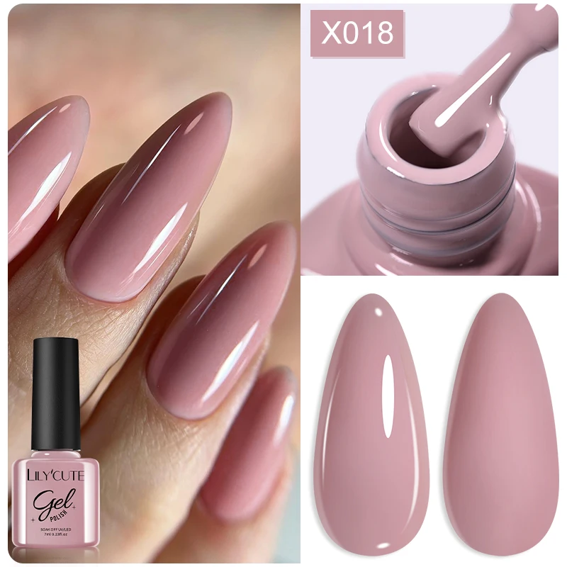 

LILYCUTE 7ml Nude Pink Nail Gel Polish Glitter Gel Semi Permanent UV Gel Soak off UV LED Gel Nail Varnish For Nail Manicure DIY