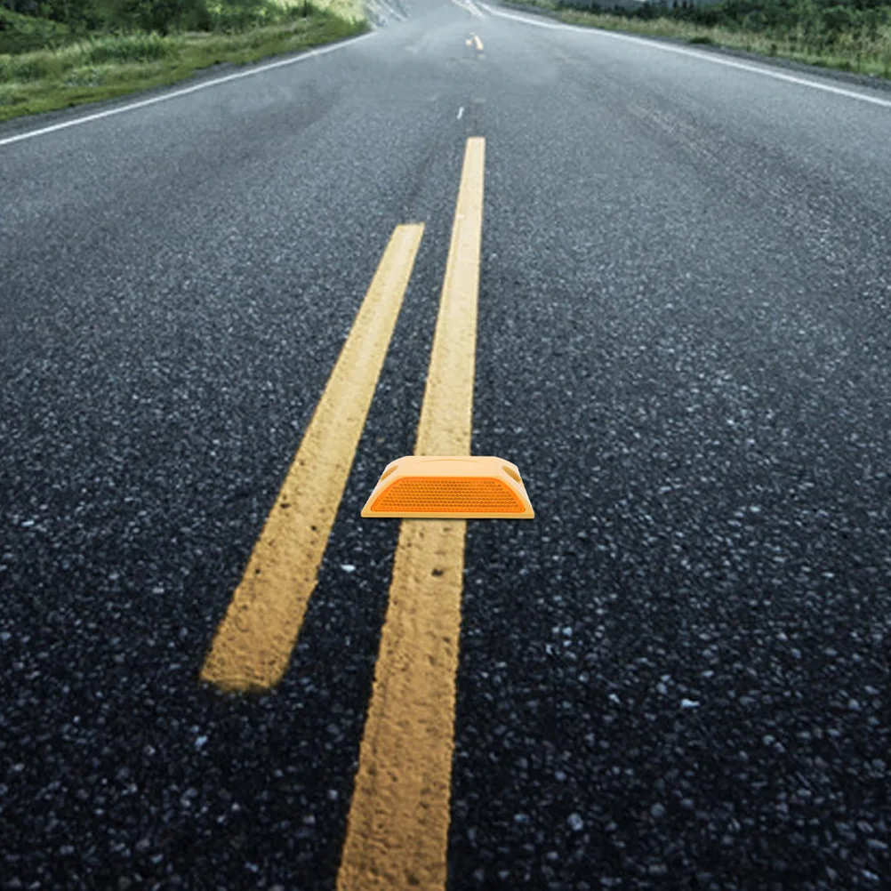 

4Pcs Reflective Plastic Road Studs Dual-Sided Raised Pavement Markers for Highway Driveway Safety Heavy Duty Visibility