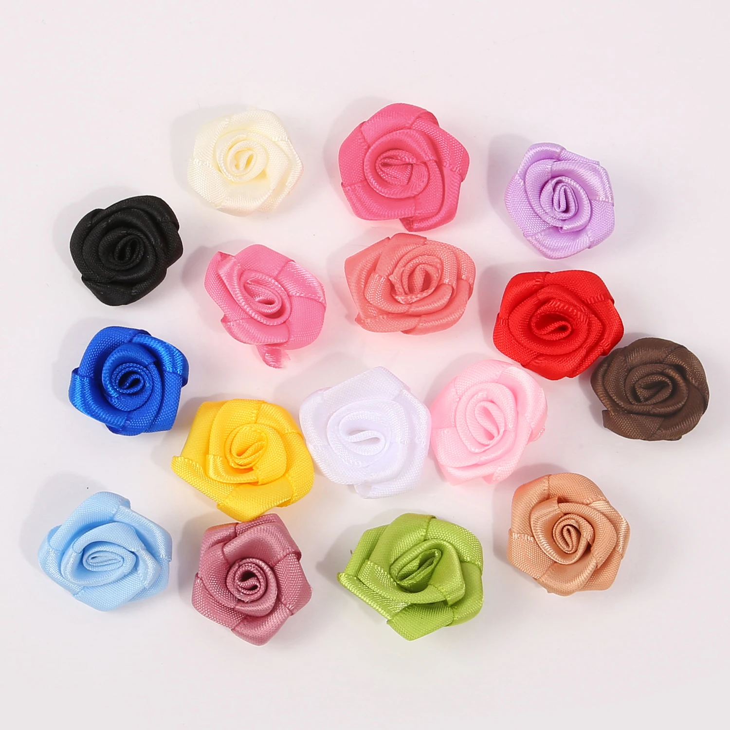 

50pcs 1in 2.5cm Mini Stain Solid Color Rose For Handmade DIY Clothing Shoes Handicraft Gift Bag Hat Decor Accessories
