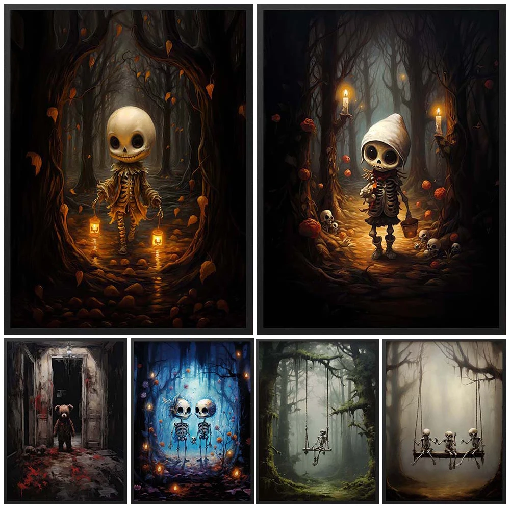 

Funny Ghost Halloween Apparition Phantom Witchcraft Wall Pictures For Living Room Poster Wall Art Canvas Painting Unframed