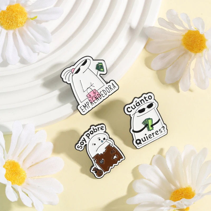 Spanish Flork Meme Holding Dollar Money Soy Pobre Enamel Pin Cool Flork Emprendedora Cuanto Quieres Brooch Badge Jewelry Gift