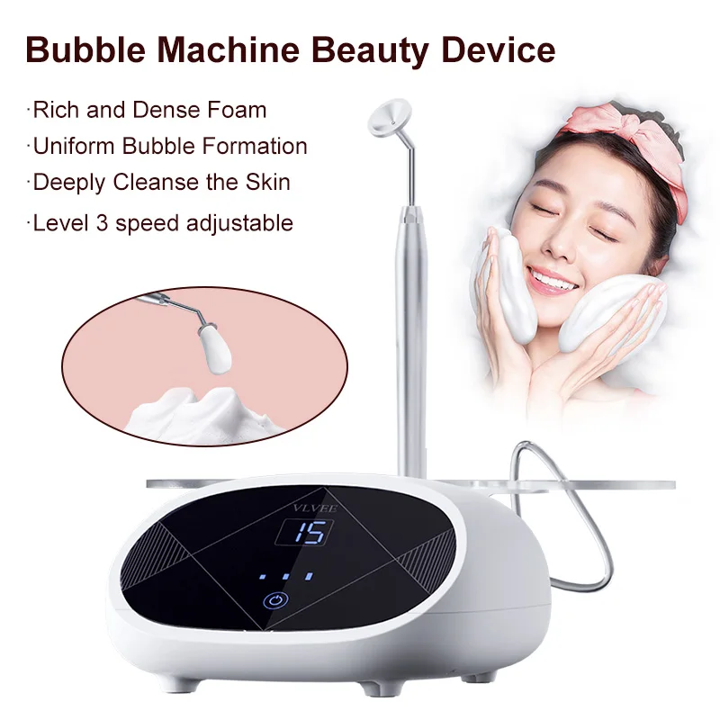 

VLVEE Профессиональное очищающее средство для пузырей, 3-скоростное SPA для лица и тела, реактивная кислородная пузырьковая машина с плотной пеной, домашний салон красоты