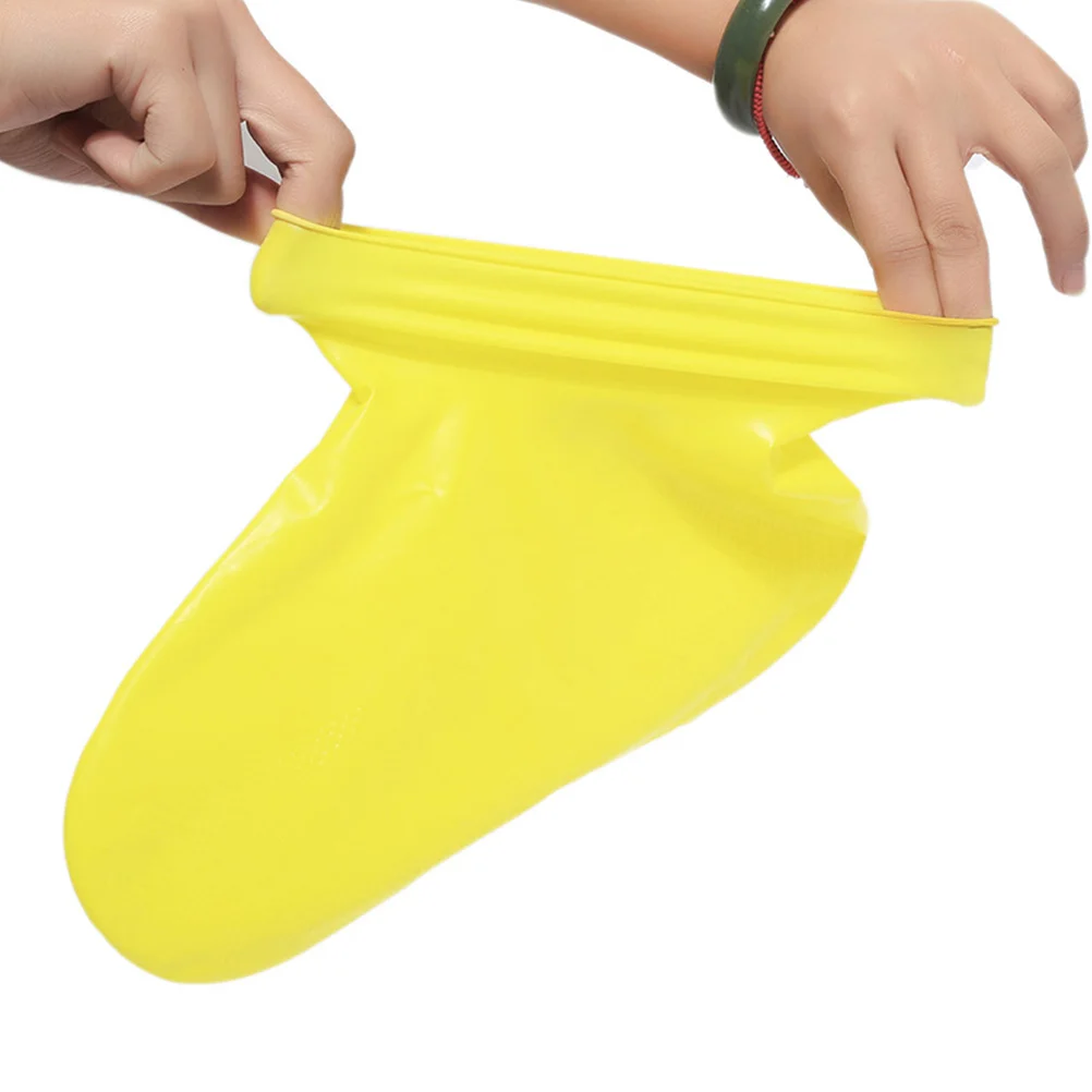 

2 Pairs Waterproof Shoe Covers Thickened Rain Boots Outdoor Accessory Heavy Duty Shoes Yellow Reusable