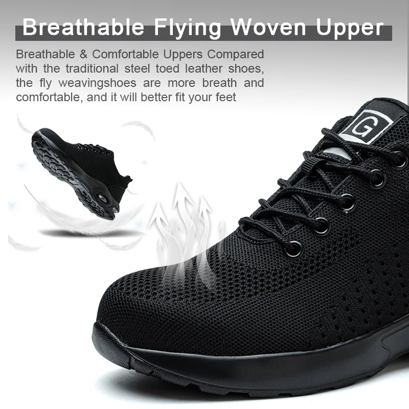أحذية أمان صناعية لأصابع القدم من الصلب للرجال، أحذية عمل خفيفة الوزن قابلة للتنفس ومضادة للتحطيم ومقاومة للثقب #6