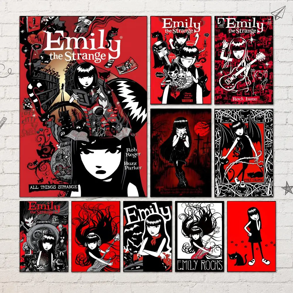 Character E-Emily the Strange Poster PP Self-Adhesive Waterproof Wall Decor for Bedroom,Living Room,Dorm,Bar Aesthetic Gift