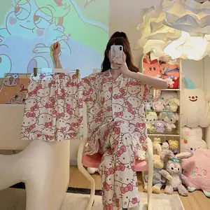 Sanrio Hello Kitty Short Pyjamas Sets, Designs Kawaii, losen Pyjama, Heimkleidung, Geburtstagsgeschenke für Mädchen, 3 Stück 12 Hauptverkäufe Pajama Hello Kitty - №12