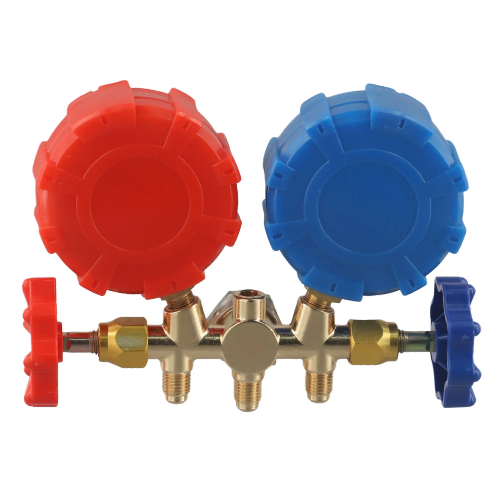 4 Way AC Gauge Set AC Manifold Gauge Set 2500PSI Burst Pressure Brass Manifold Charging Tools For Charging 3 Hoses Included