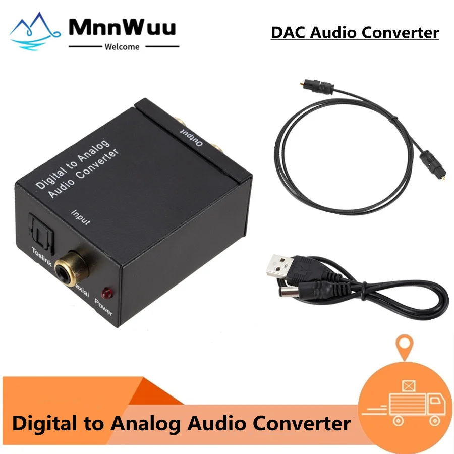 

MnnWuu Digital to Analog Audio Converter Optical Fiber Toslink Coaxial Signal to RCA R/L Audio Decoder SPDIF ATV DAC Amplifier