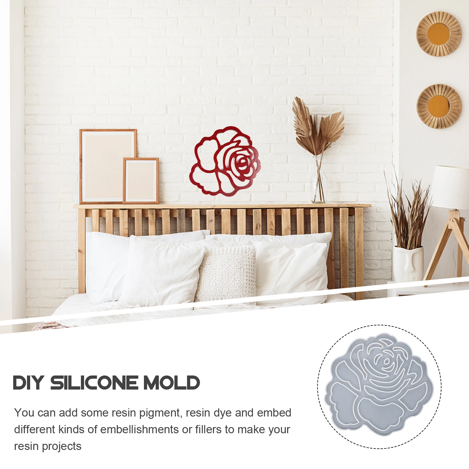 

Crafts Making Mold Flower Rose Silicone Car White Silica Gel Pendant Resin Casting