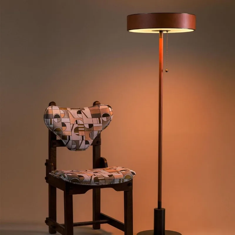 Artist Vintage French Leather Bedroom Study Standing Solid Wood Floor Lamp c