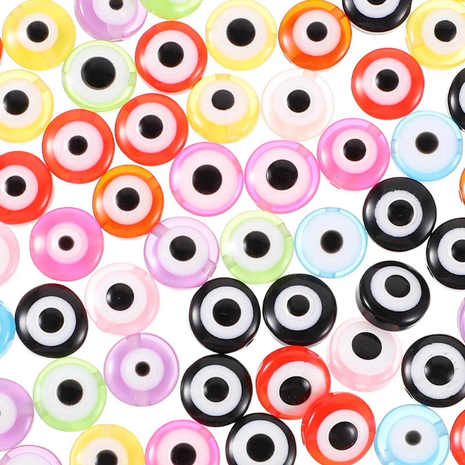

200Pcs Colored Resin Eye Spacer Beads for DIY Jewelry Making Bracelets Necklace Craft Loose Beads Charms DIY Eye Bead