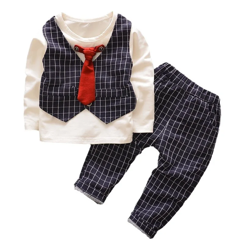 

New Spring Autumn Fashion Baby Clothes Children Boys Casual T-Shirt Pants 2Pcs/Sets Kids Gentleman Suit Toddler Cotton Costume