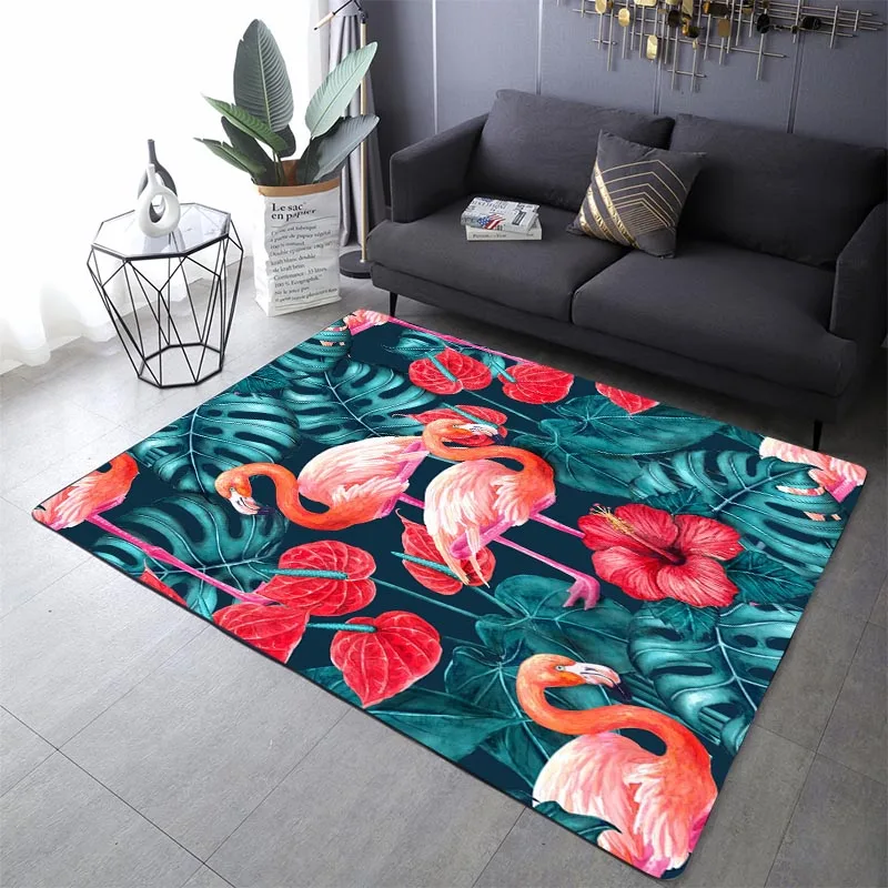 Cartoon Flamingo Pink Carpet Living Room Area Rug Large Non-slip Bath Entrance Door Printed Bedroom Parlor Rug Home Decor