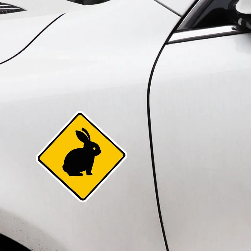 New design cute rabbit warning car stickers cartoon animal warning signs waterproof sunscreen scratches decorative decals , 10CM