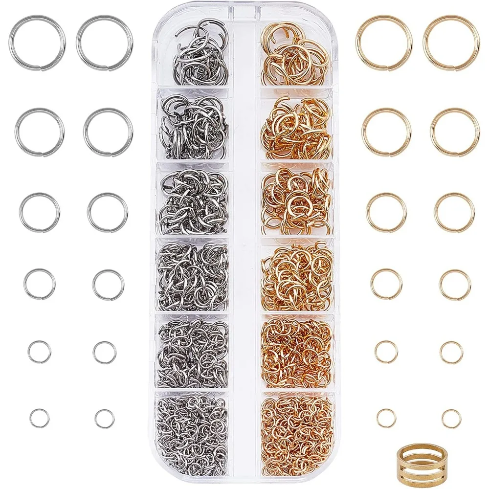 

About 930pcs 12 Sizes Open Jumps Rings Stainless Steel Connector Rings Stainless Steel Metal Jump Ring making kit