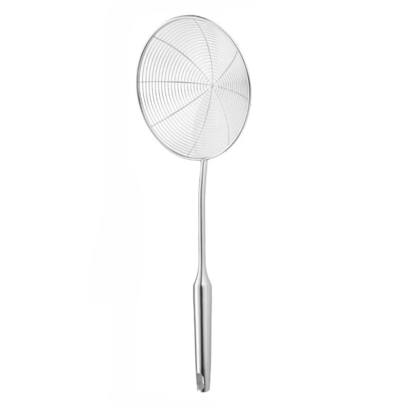 Integrated Forming Food Grade 304 Stainless Steel Skimmer Long Handle Noodle Spoon Hot Pot Fine Mesh Strainer Kitchen Colander