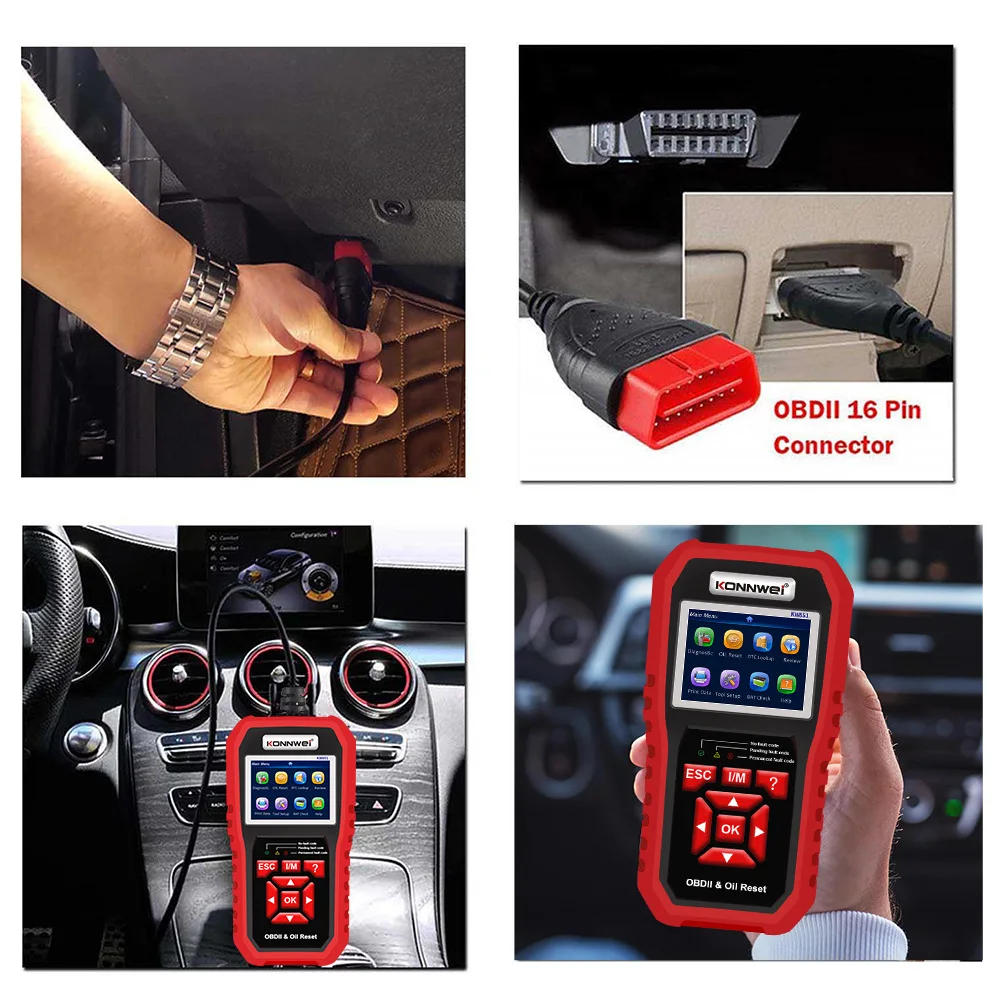 KW851 Car OBD Diagnostic Instrument + Battery Detection + Maintenance Light Return To Zero Car Maintenance Reset Tool