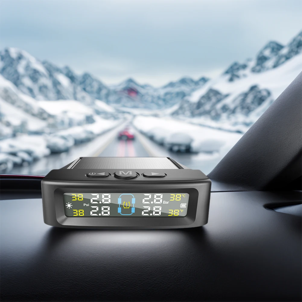 

Tire Pressure Monitoring System with 4 Sensors USB/Solar TPMS Tire Pressure Monitor System for Car SUV Sedan