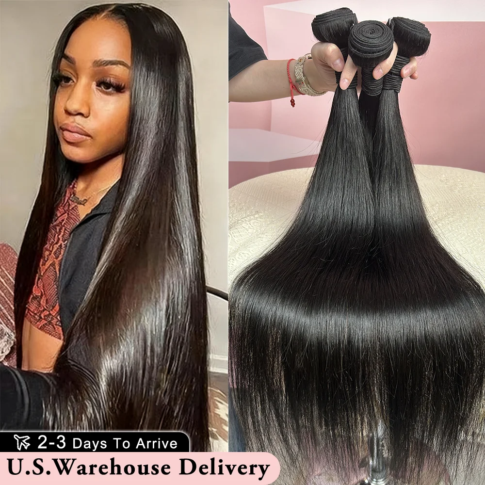 

30, 40 дюймов, прямые 100% пучки человеческих волос, бразильские девственные волосы, натуральный цвет 3, 4, 5, 6 шт., необработанные пучки волос, наращивание для женщин