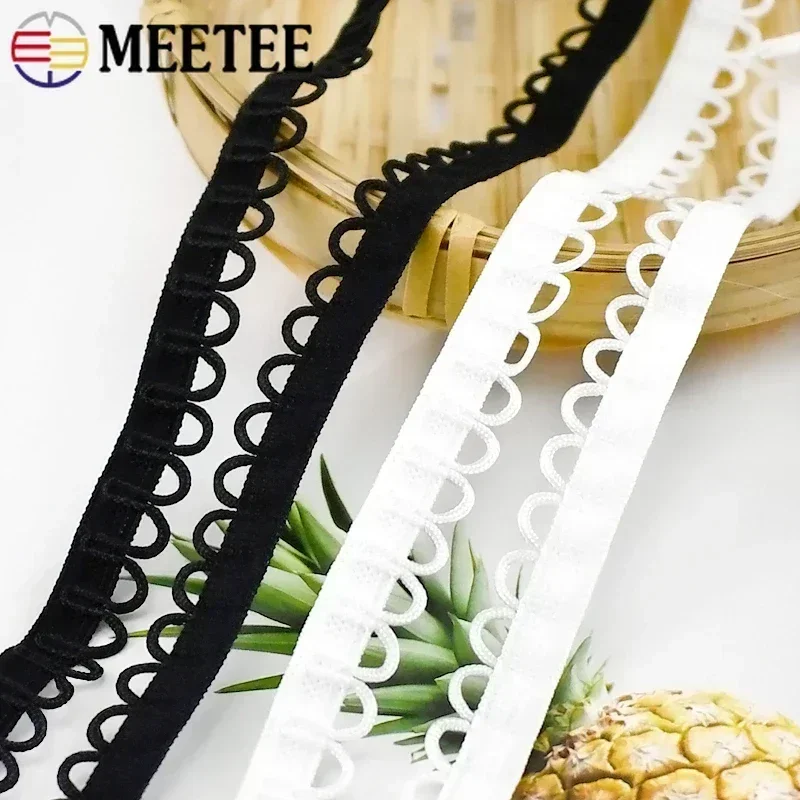 2/5/10M Nylon Elastic Band U-shape Loop Buttonhole Collar Button Wedding Dress Lace Ribbon Trim Strap DIY Sewing Accessories