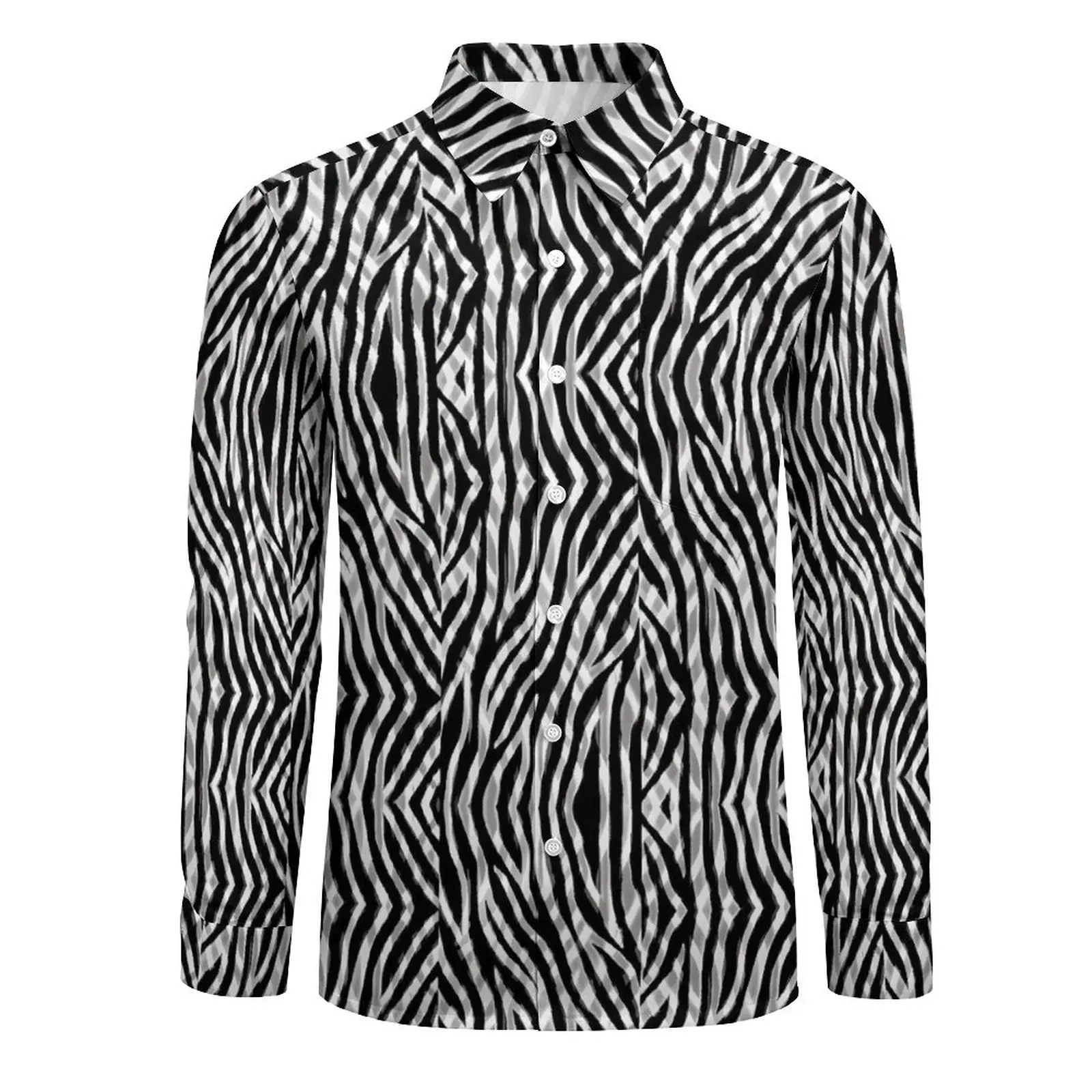 Tribal Print Shirt Zebrast reifen Freizeit hemden Langarm Grafik Harajuku Blusen Frühling Vintage Overs ize Kleidung