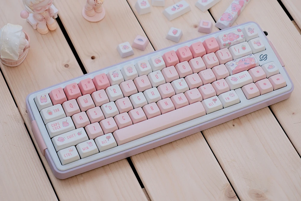 Imagem -04 - Kpreanimation Bonito Elf Keycap Tintura Subbed Pink Keycap Grupo Grosso Pbt Perfil Mda para Teclado 87 Tkl 104 Ansi Xd64 Bmw 60 Bm87 Bm65