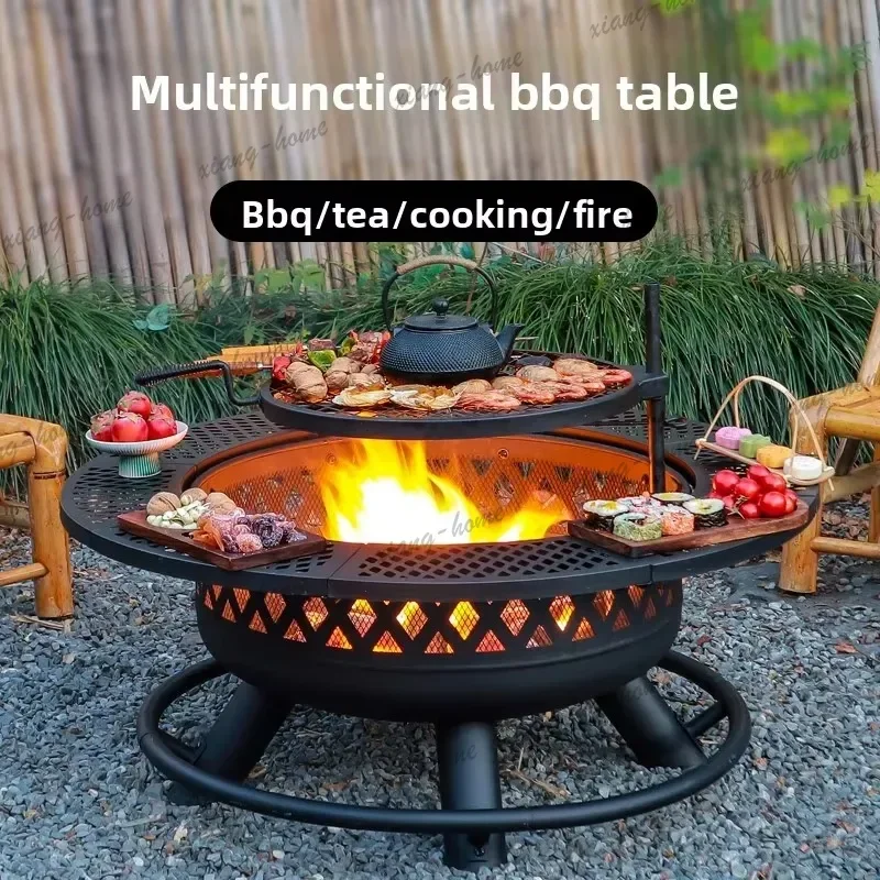 FG 2026 Outdoor Fire Pit Wood Stove Campfire Grill 32Inch 36Inch Multifunctional For Garden Tea Cooking