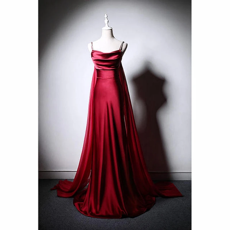 

Elegant Burgundy Evening Dress Suspender Bandeau High Waist Pleated Sleeveless Fishtail Mop Formal Occasion Wedding Dress