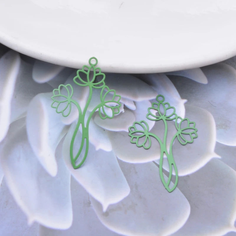 30 Stück AC11412 Filigrane Dünne Blumenanhänger DIY Ohrring Anhänger Zubehör – Detail 5
