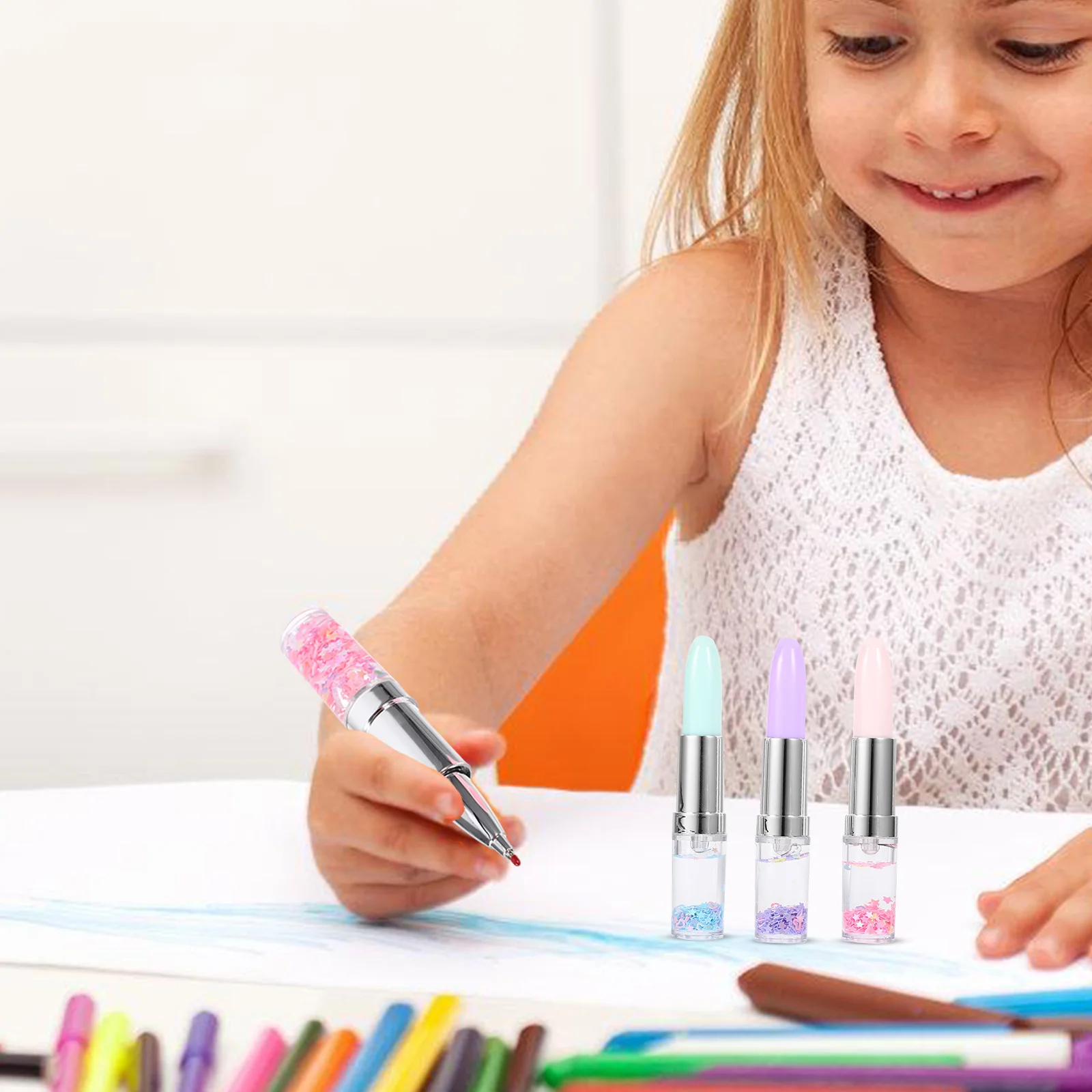 

4Pcs Lipstick Pens 0.5mm Smooth Writing Creative Cartoon Gel Pens Office School Stationery Student Use