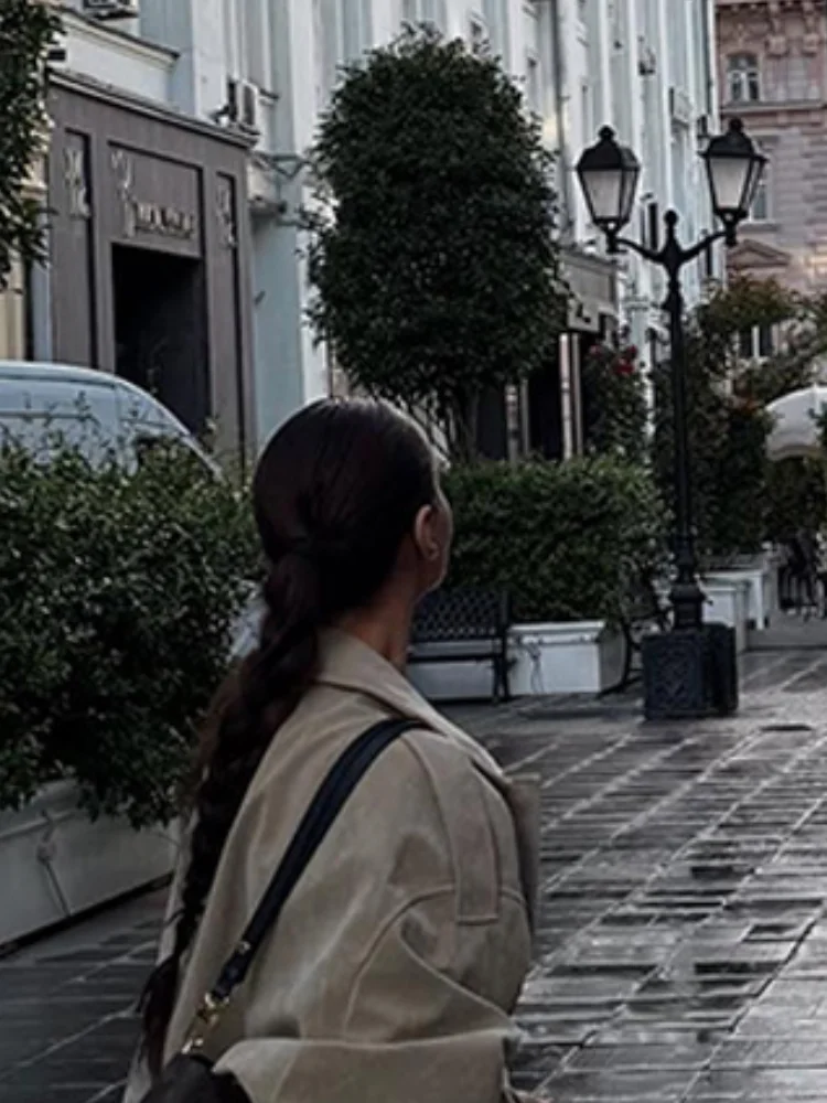 

Винтажная замшевая однотонная женская куртка, повседневная женская куртка на молнии с лацканами и пуговицами, весна-осень 2021, уличная женская верхняя одежда