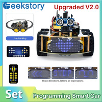 Programming 4WD Multi BT Smart Car for Arduino Kit Robot Upgraded V2.0 W/LED Display Stem EDU /Scratch DIY Assembly Robot Car